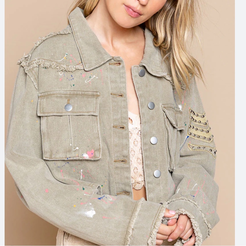 Pol Oversized Splatter Twill Jacket - image 1